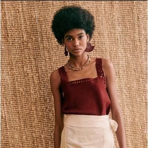 Sezane Melisse Top in Burgundy Sz S